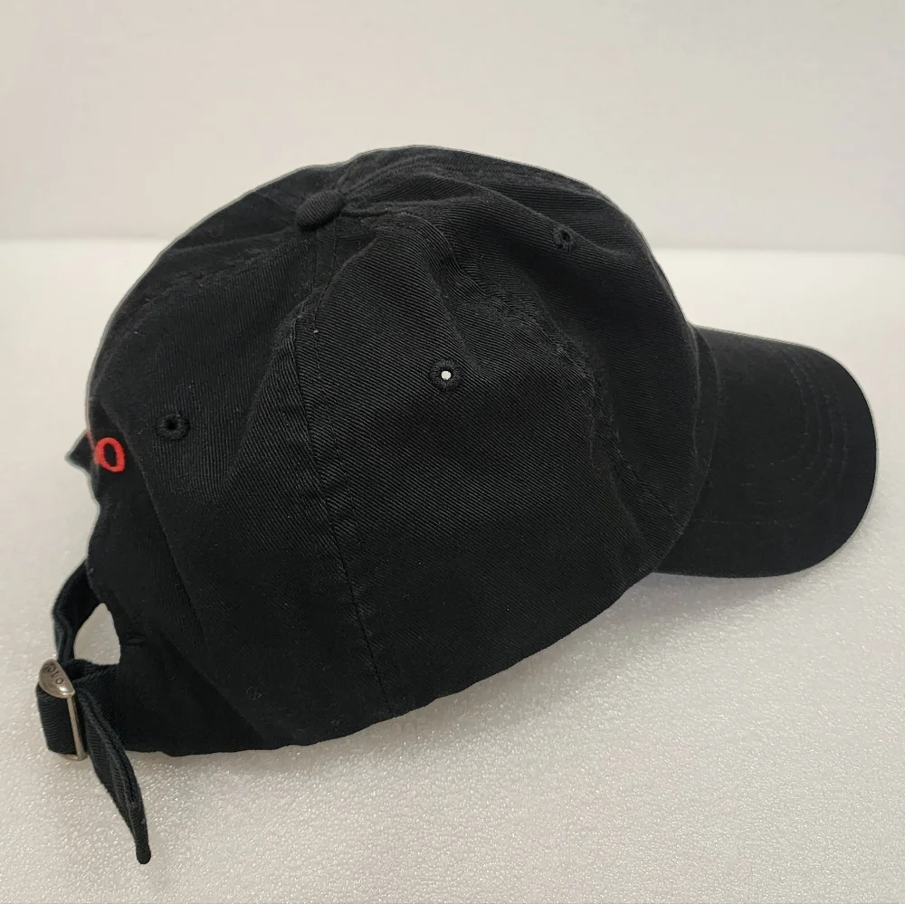 Ralph Lauren Polo Black Hat Baseball Cap Strapback  Red Pony One Size - Picture 3 of 8